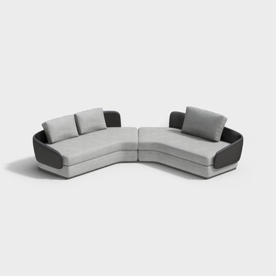 Stylish Curved Sofa 3D model for Modern Living Spaces