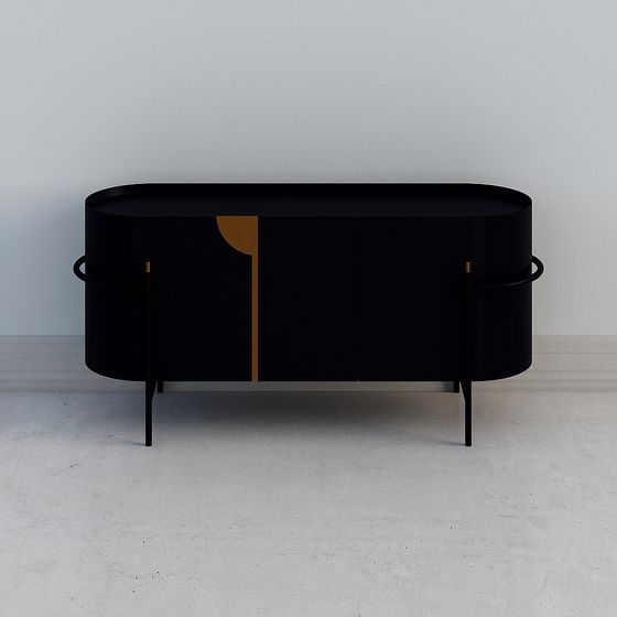 Elegant Oval Side Cabinet 3D model for Modern Interiors