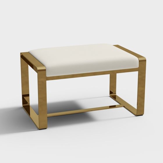 Elegant Gold Framed Bench 3D model