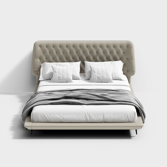 Elegant Low-Polygon Bed 3D model