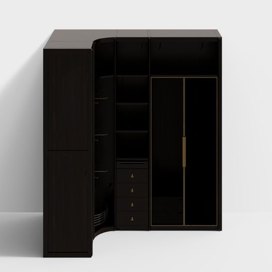 Elegant Black Wardrobe 3D model