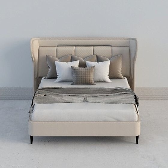 Contemporary Upholstered Bed 3D model