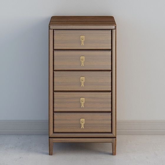 Minimalist Wooden Drawer Cabinet 3D model
