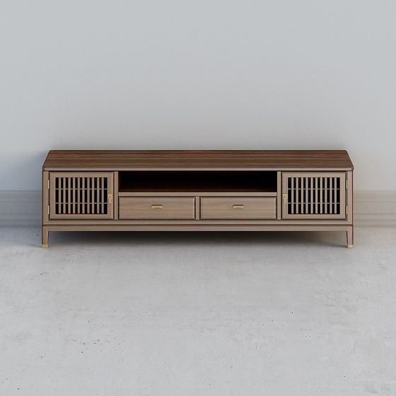 Huiner New Chinese Series Ebony TV Cabinet 3D Model