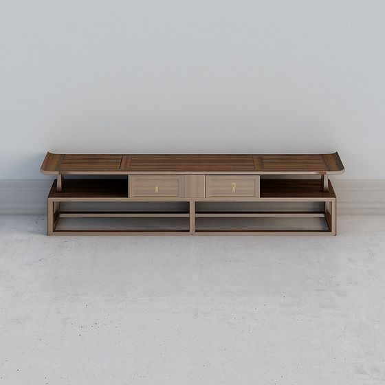 Stylish TV Cabinet 3D model Blending Modern Minimalism and Traditional Craft