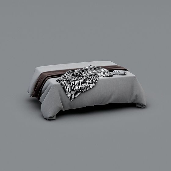 Minimalist Bed 3D model with Detailed Textures
