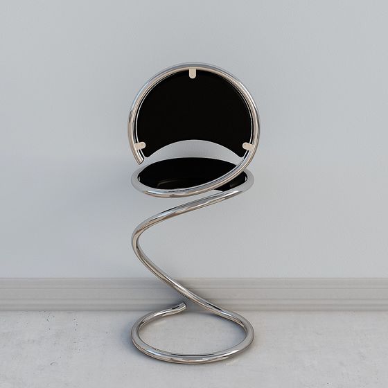 Futuristic S-Shaped Metal Chair 3D model