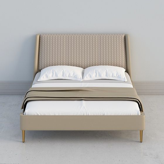 Elegant Low-Poly Bed Frame 3D model