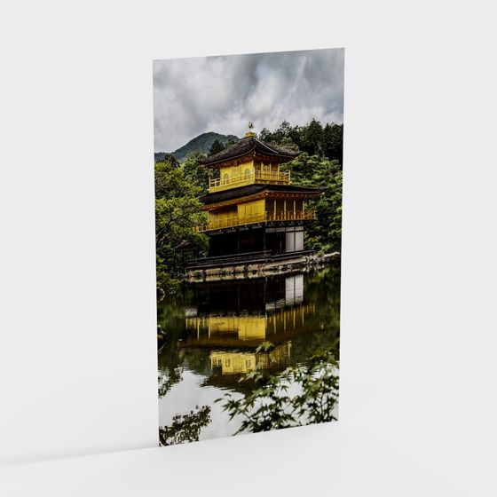 Golden Pavilion Low-Poly 3D Model