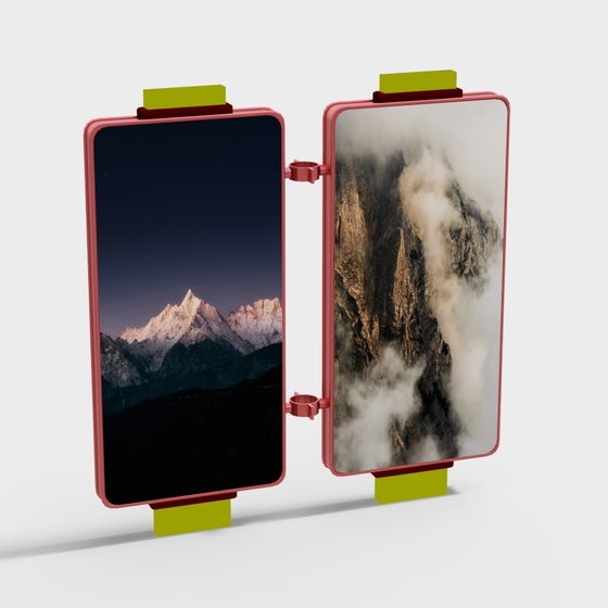Dual Screen Mountain Scenery 3D model