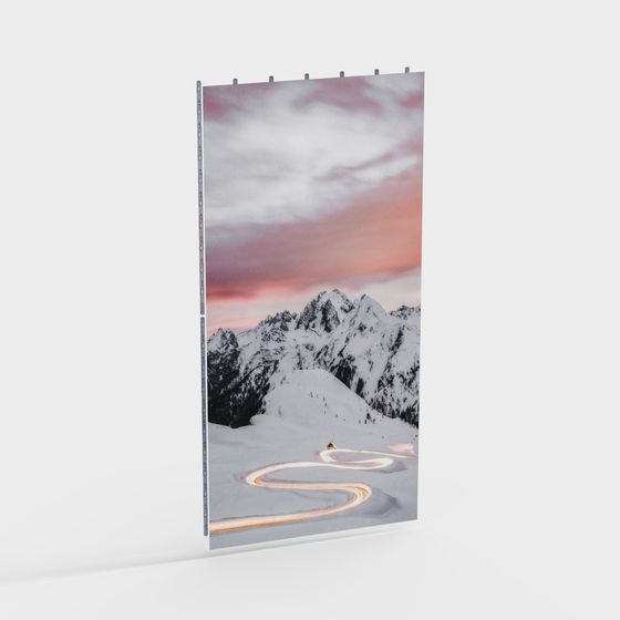 Serene Morning Light Over Snowy Peaks 3D model