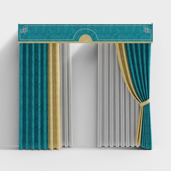 Vintage Theatre Curtain Low-Poly 3D model