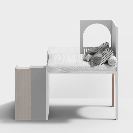 Gray Children's Stair Bed 3D Model