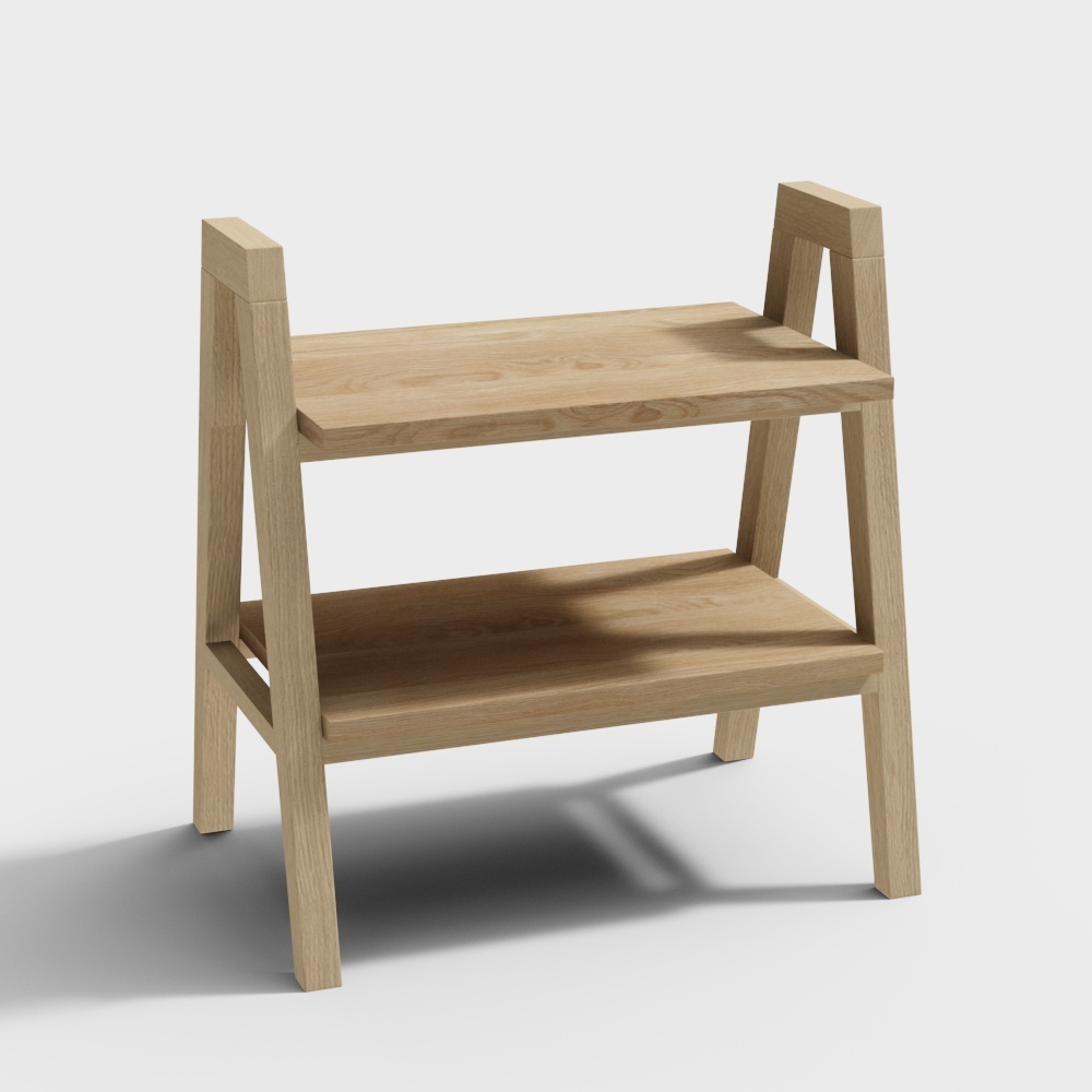 Urban Minimalist Bookshelf 3D Model – Low-Poly Wood Design