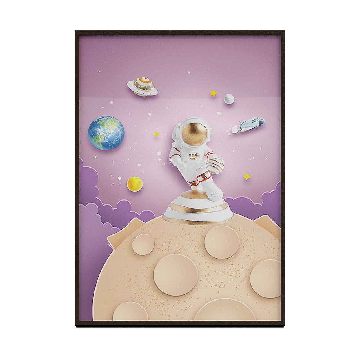 Moon Explorer 3D Model – Low-Poly Astronaut Scene