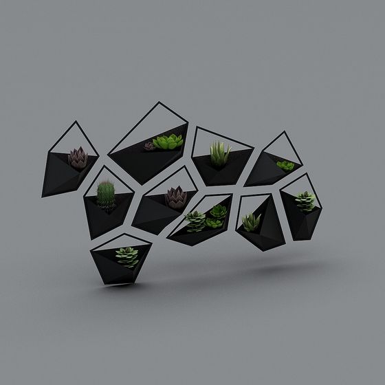 Geometric Wall-Mounted Succulent Shelf 3D model