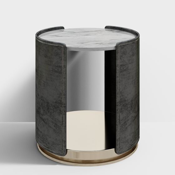 Elegant Cylindrical Marble Side Table 3D model