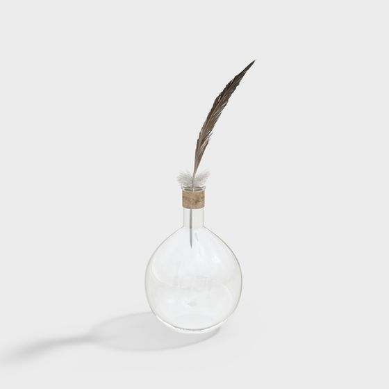 Elegant Feather Quill Bottle 3D model for Creative Projects