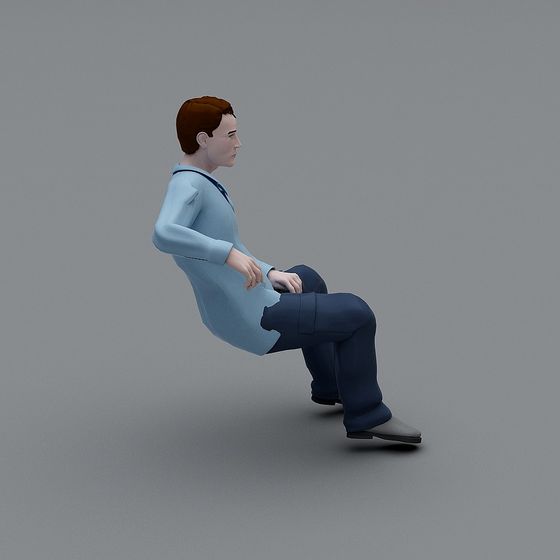 Low Poly Seated Doctor 3D Model