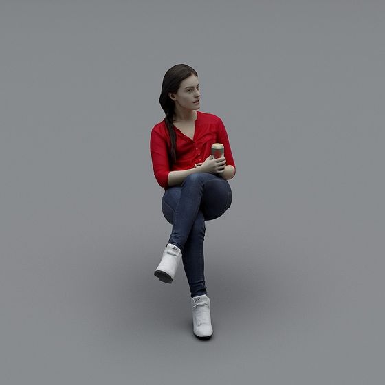 Contemplative Woman 3D model in Casual Attire