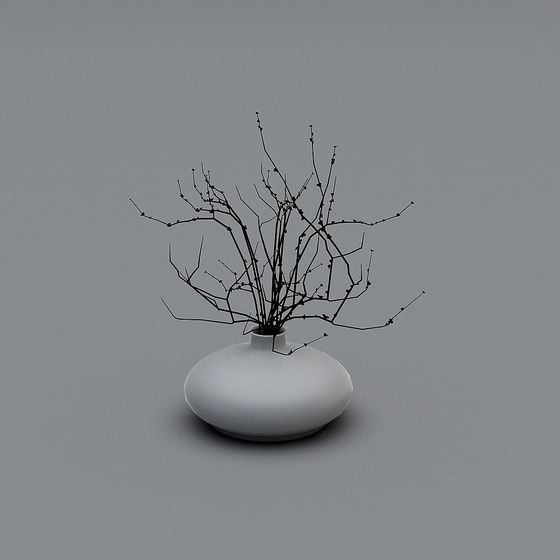 Winter Branch Vase 3D model