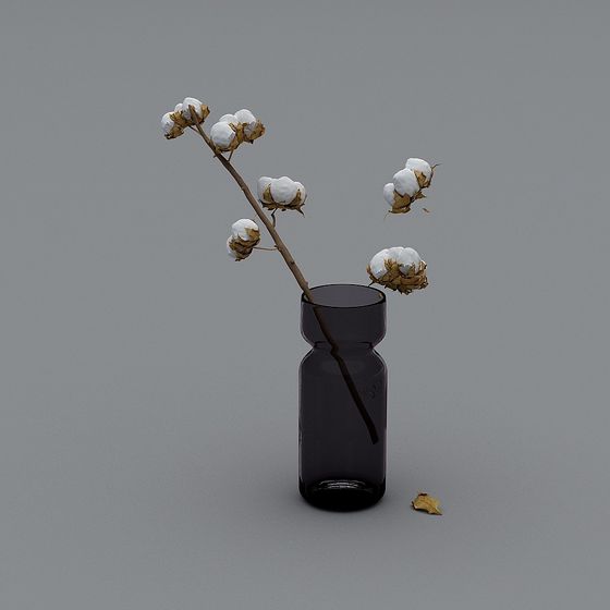 Cotton and Glass Vase 3D model for Artistic Projects