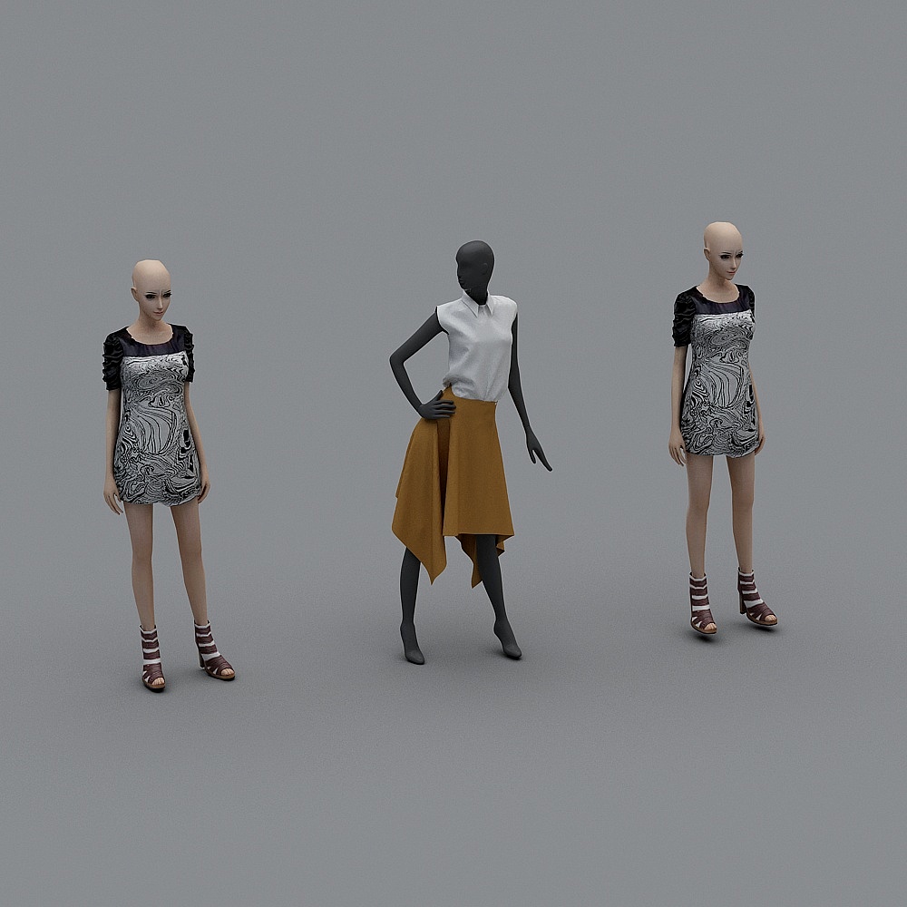 Stylish Low-Poly Fashion Model 3D model