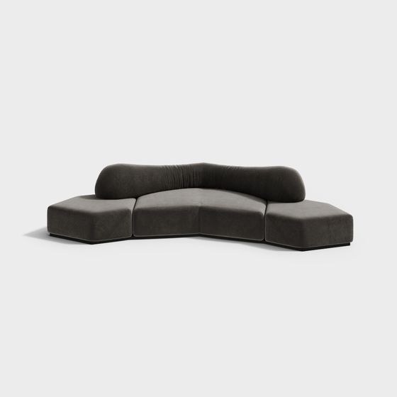 Unique Curved Low-Poly Sofa 3D model