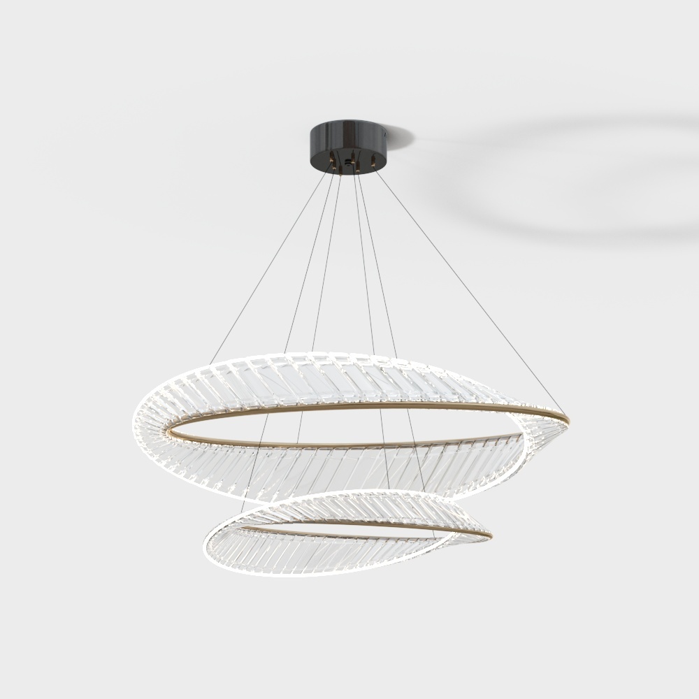 Futuristic Spiral Ring Pendant Light 3D model