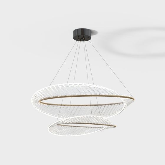 Futuristic Spiral Ring Pendant Light 3D model