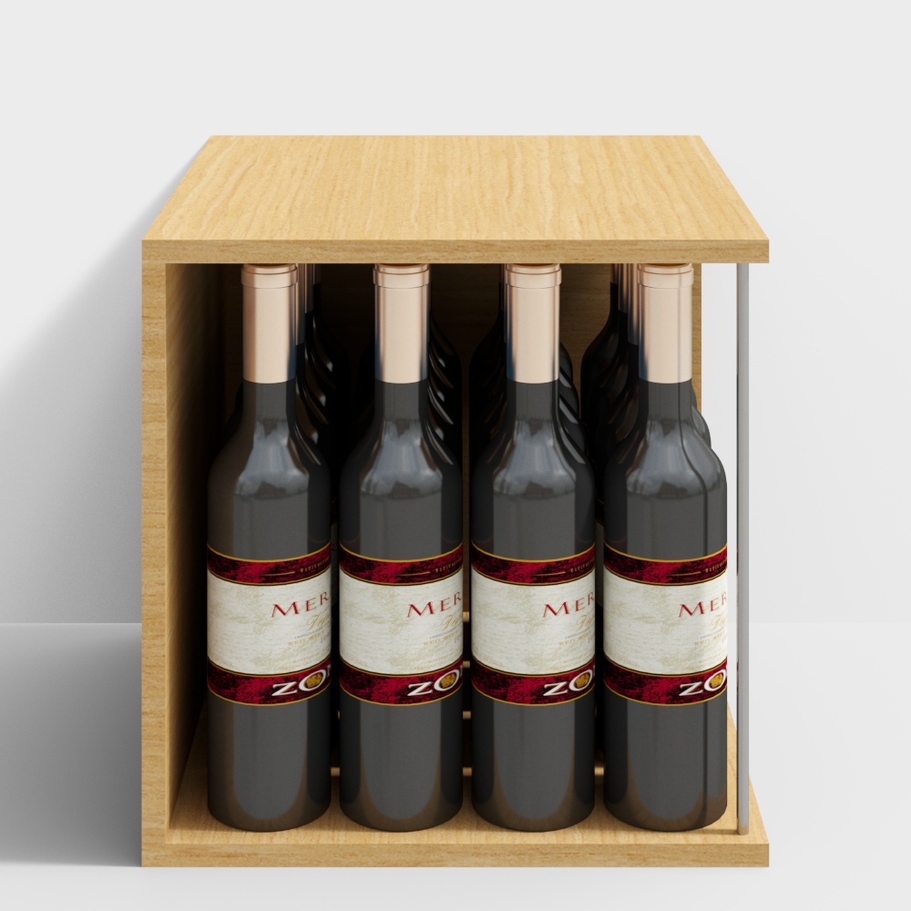 Pile of square boxes with four sides - red wine bottles