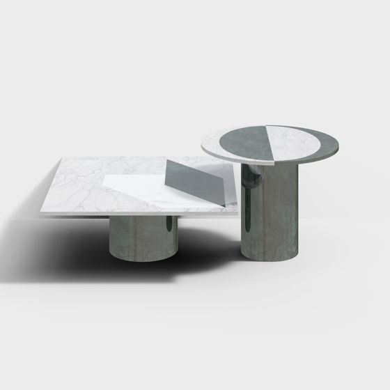 Urban Corner Table and Chair Set – Marble and Concrete
