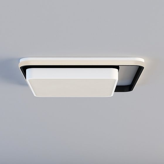 Square Ceiling Light 3D model: Minimalist Design
