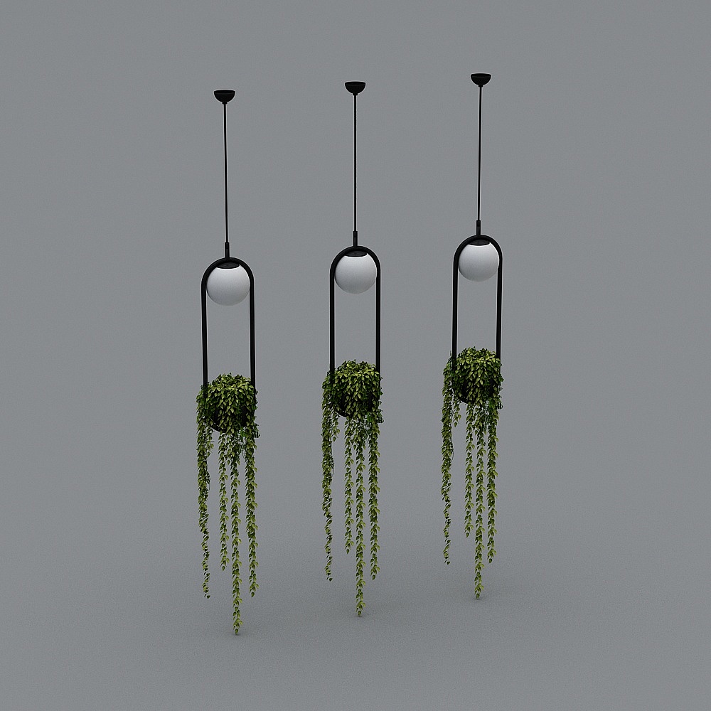 Hanging Plants Light Fixture 3D model