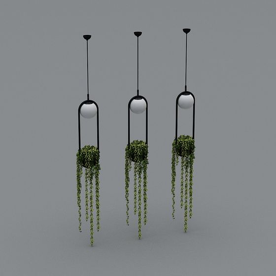 Hanging Plants Light Fixture 3D model