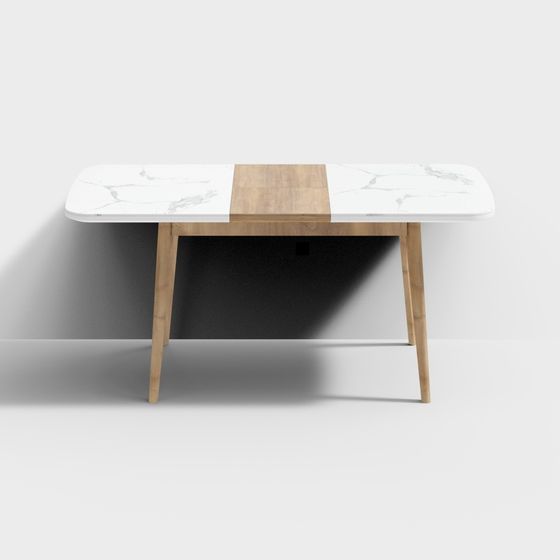 Elegant Marble and Wood Texture Dining Table 3D model