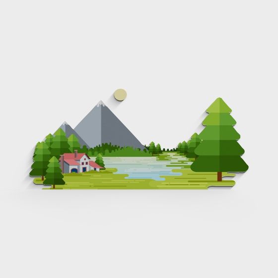 Low Poly Mountain Retreat 3D model