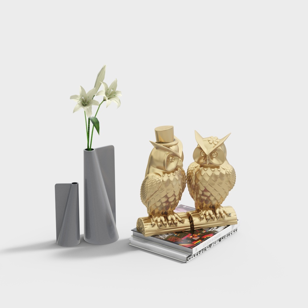 Golden Owl Bookend 3D model