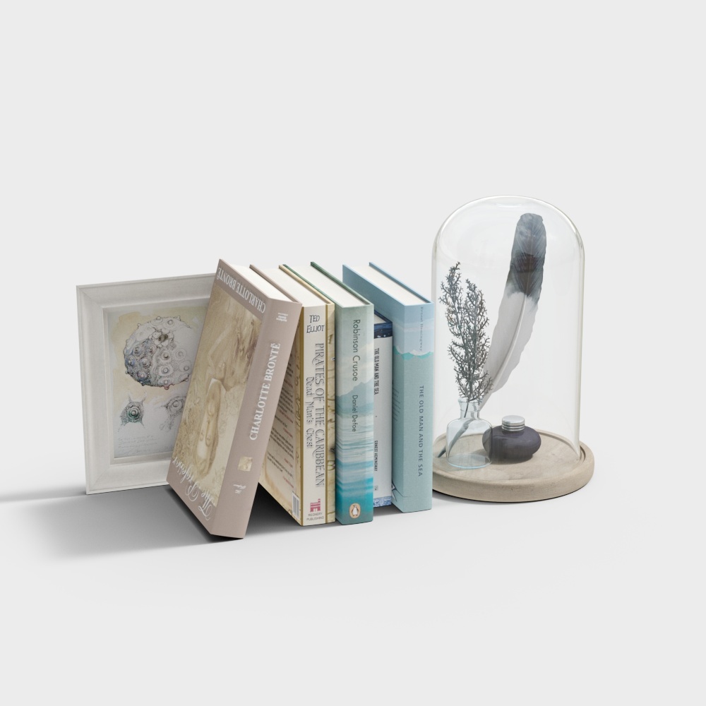 Low-Poly High-Detail Artistic 3D Model – Literary Decor