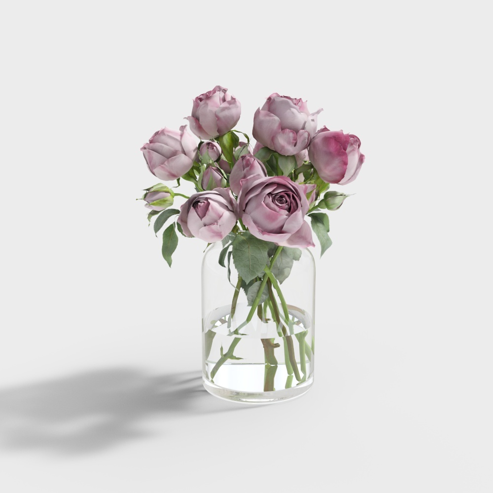 Glass Vase Rose 3D Model – Low-Poly Floral Decor