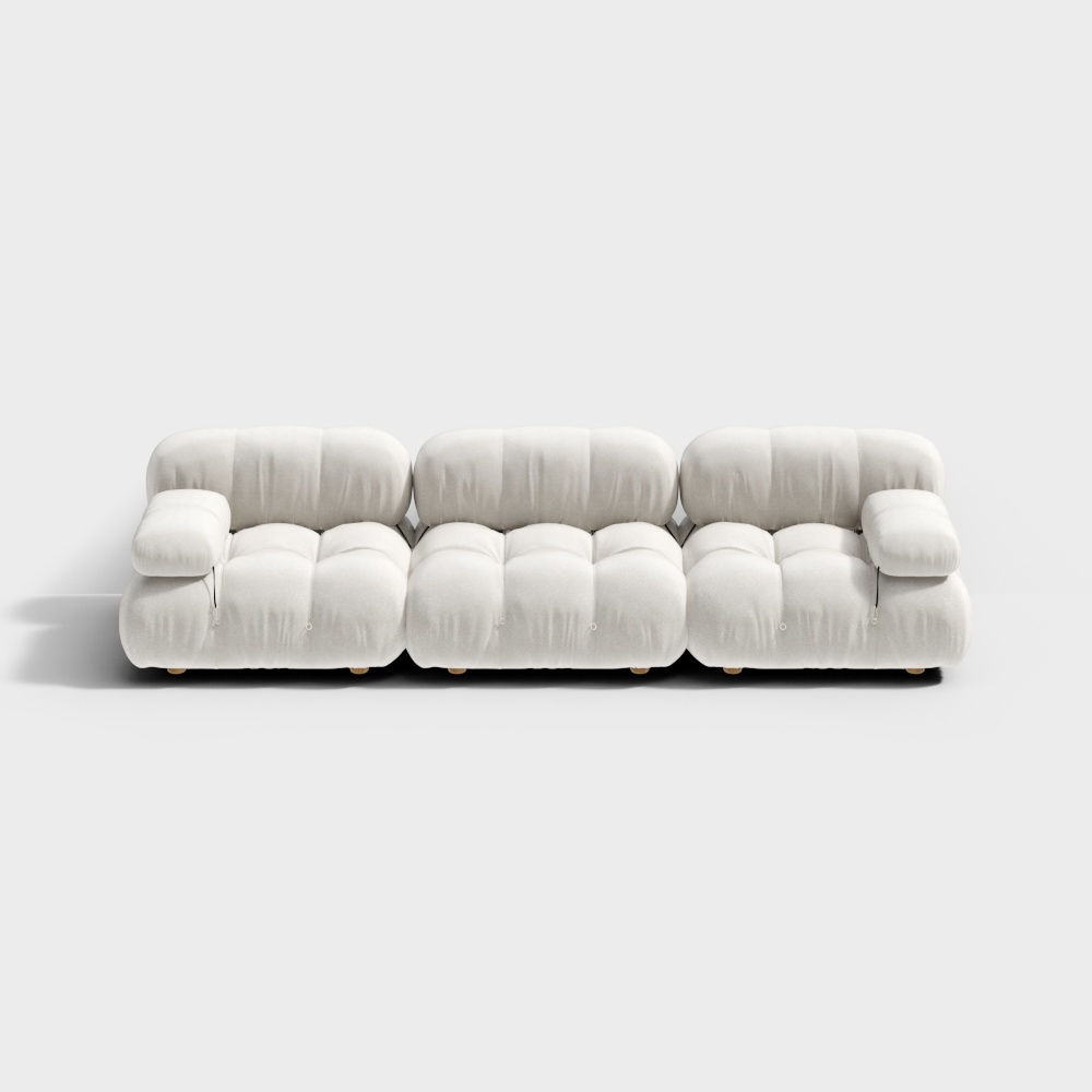 Cozy Comfort Sofa 3D Model – Low-Poly Velvet Upholstery