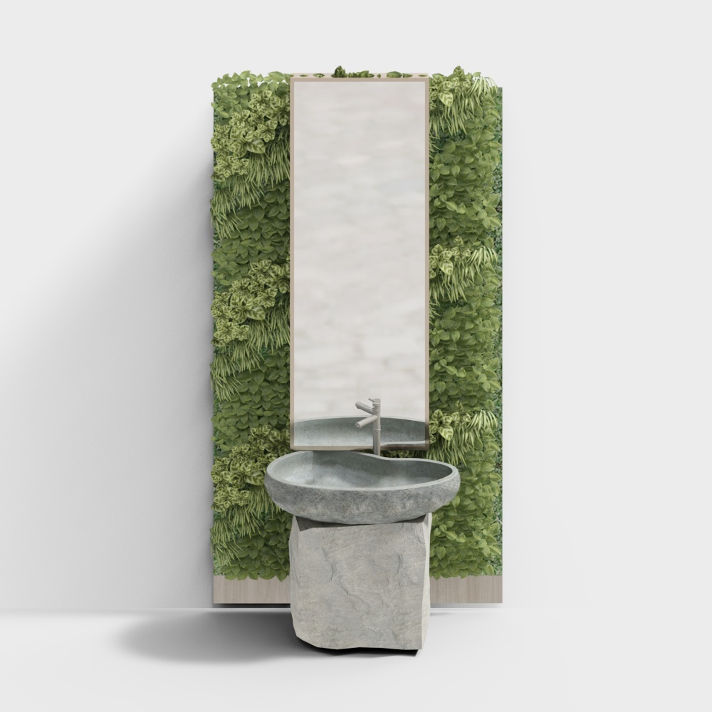 KUJAIELE-現代植物牆原石台盤洗手台