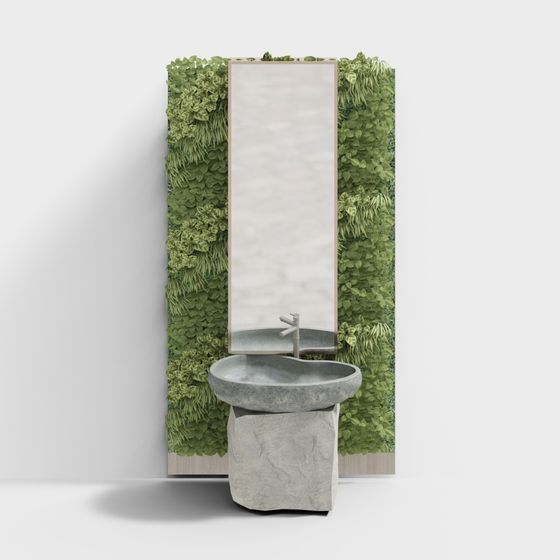 KUJAIELE-現代植物牆原石台盤洗手台