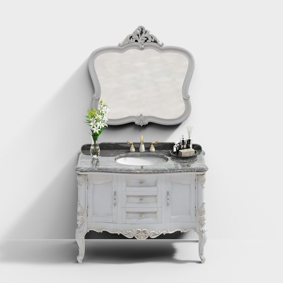 Elegant Rococo Bathroom Vanity 3D model