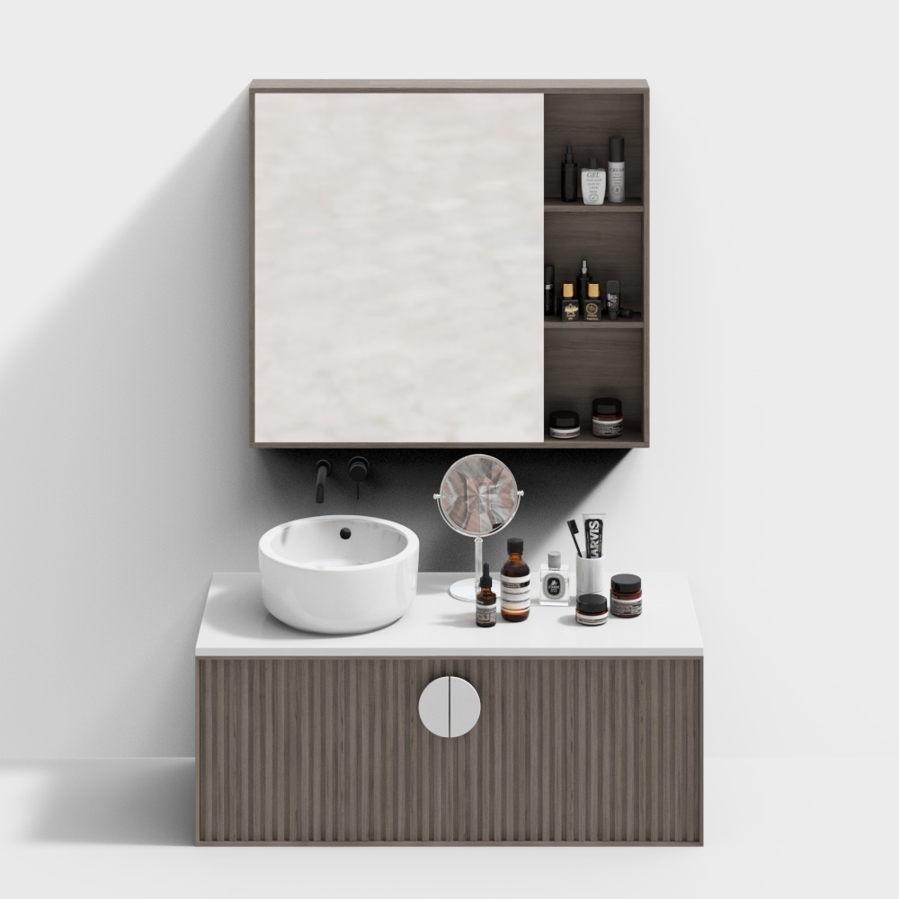 KUJAIELE - 現代洗手台盆鏡子浴室櫃組合-1