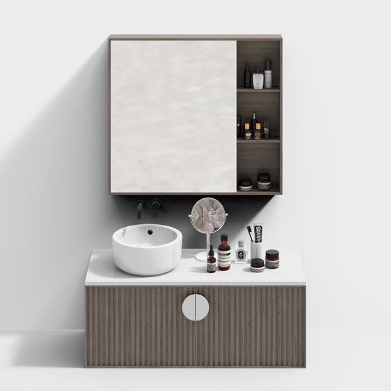 KUJAIELE - 現代洗手台盆鏡子浴室櫃組合-1