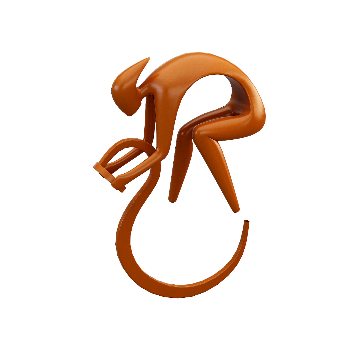 Abstract Dancer 3D Model – Geometric Liquid Metal Finish