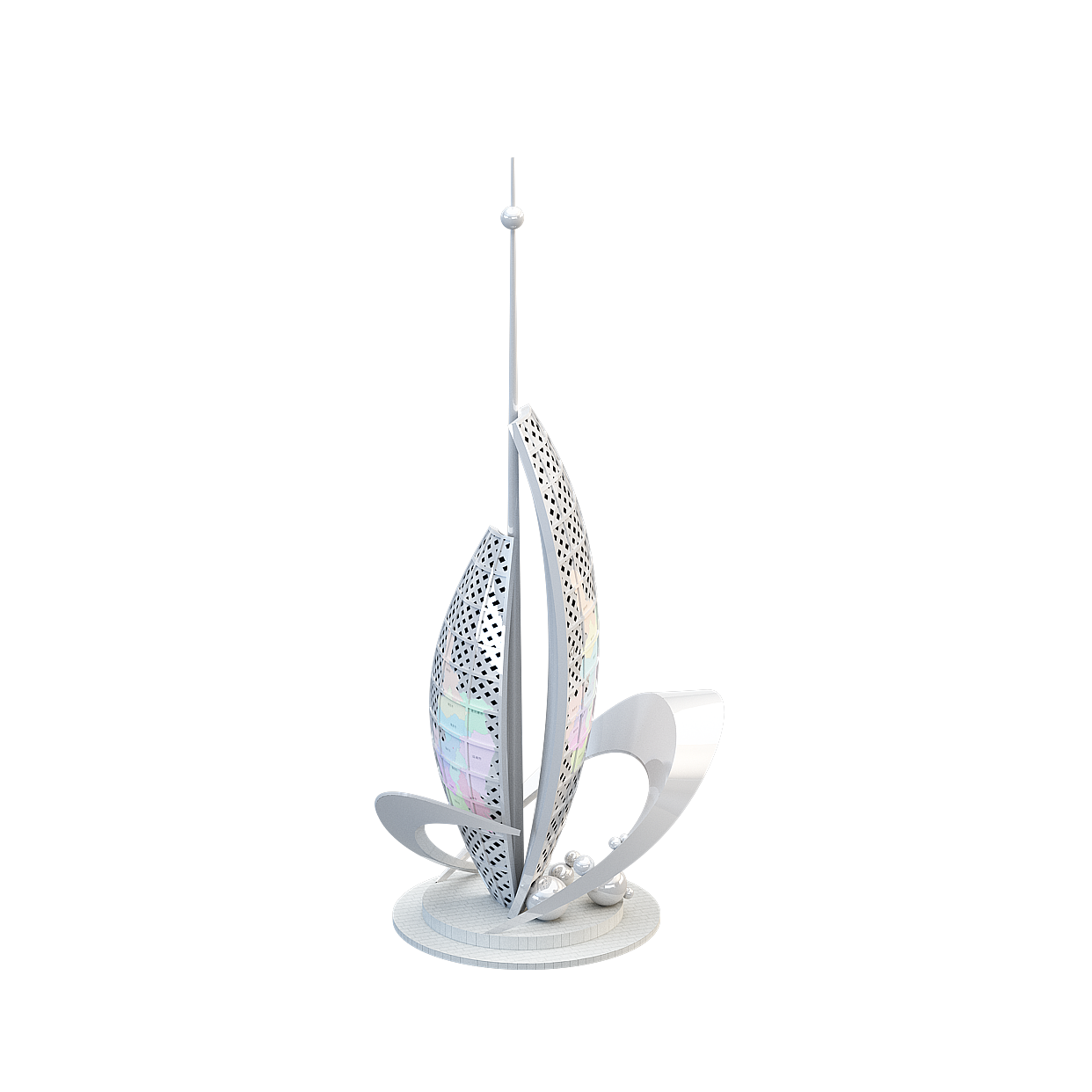 Futuristic Wings 3D Model – Geometric Metal & Glass