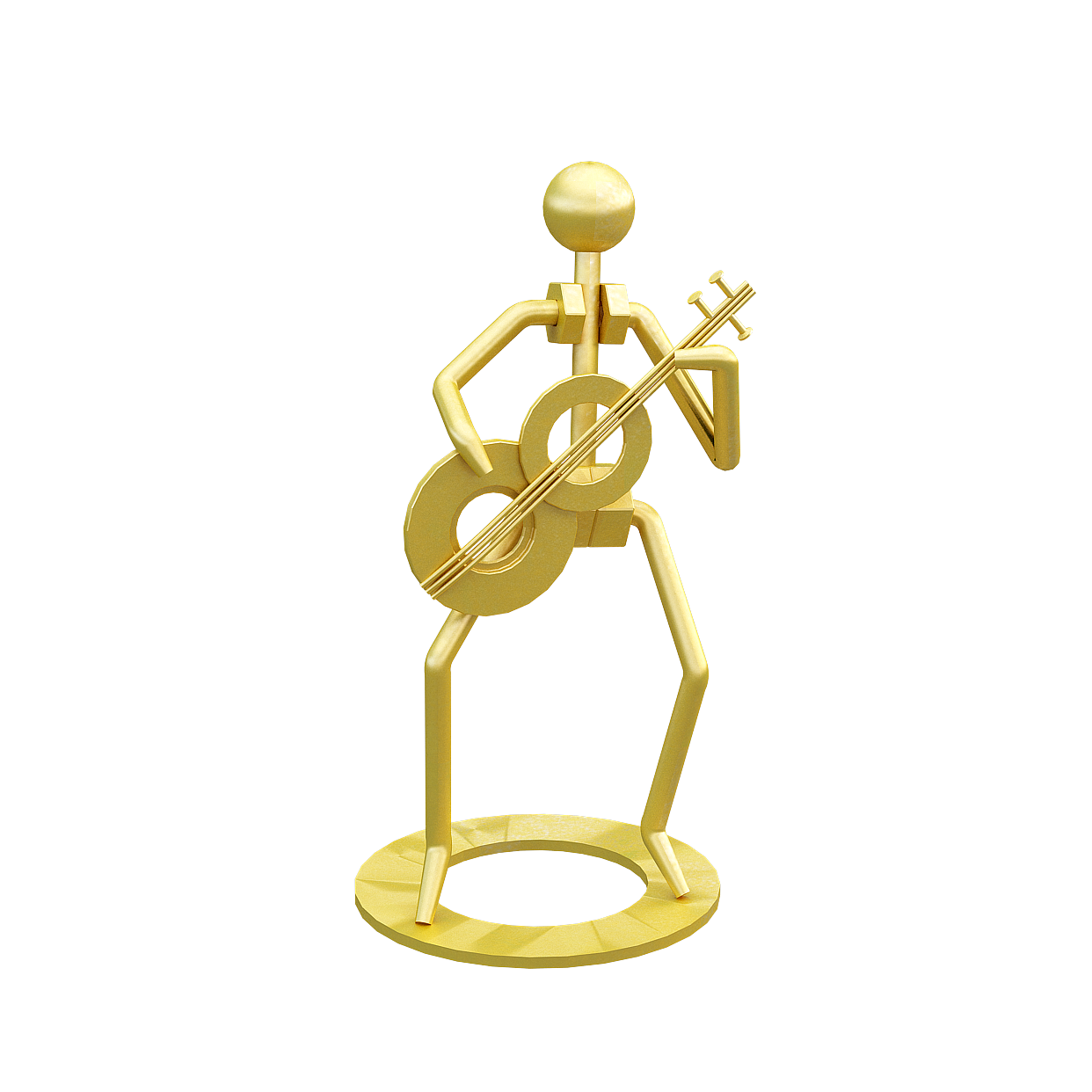 Futuristic Guitarist 3D Model – Low-Poly Gold Textured