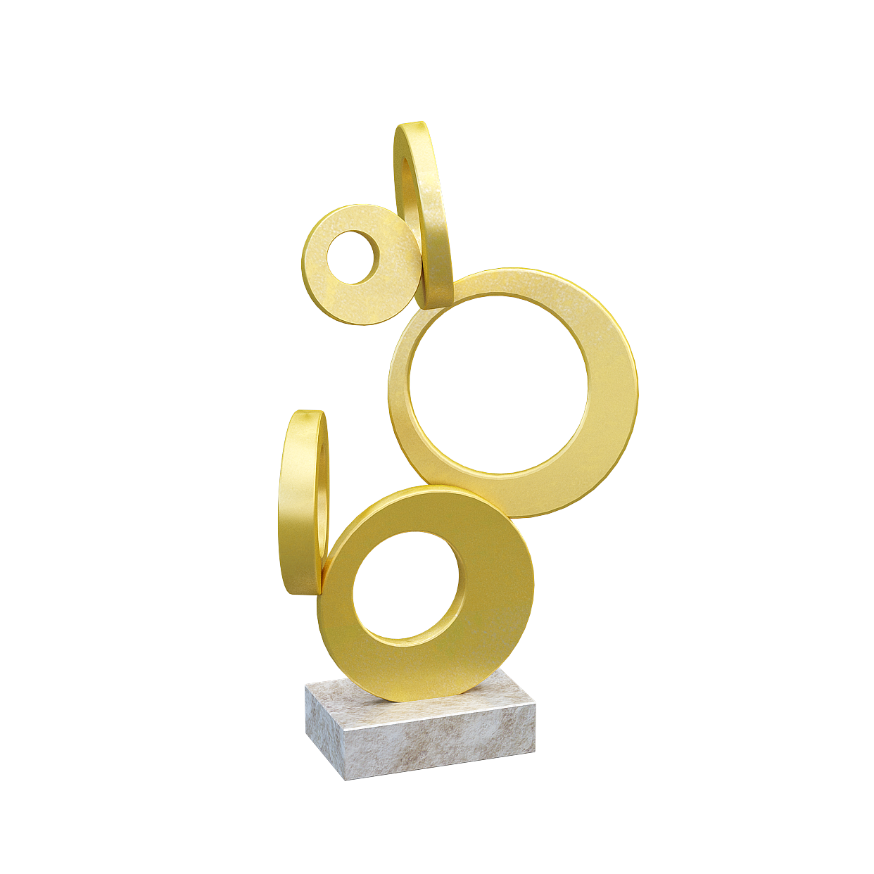 Abstract Metal Sculpture 3D Model – Low-Poly Golden Rings